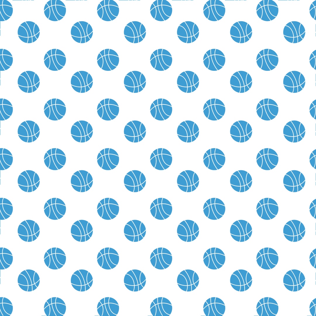 Blue Basketball Pattern on Transparent Background with Sports Theme