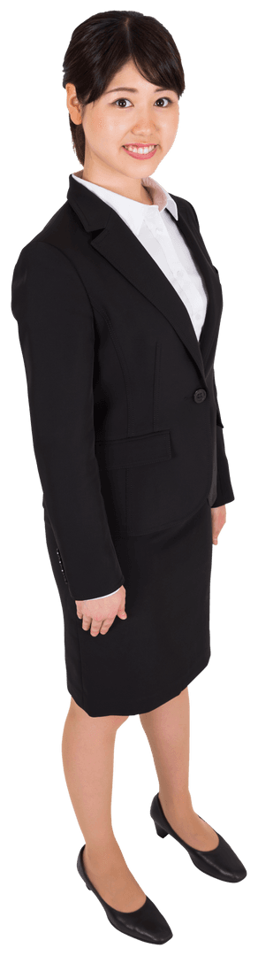 Transparent Background Smiling Asian Businesswoman in Formal Suit