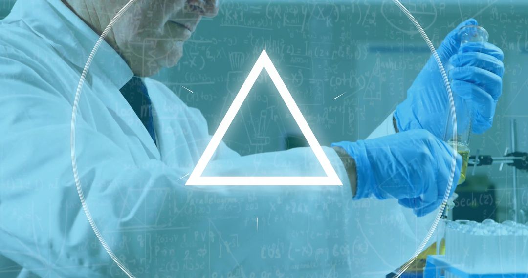 Scientist in Lab with Digital Interface Overlay