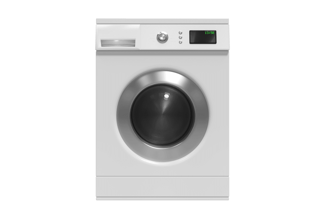 Transparent Washing Machine Illustration with Digital Display