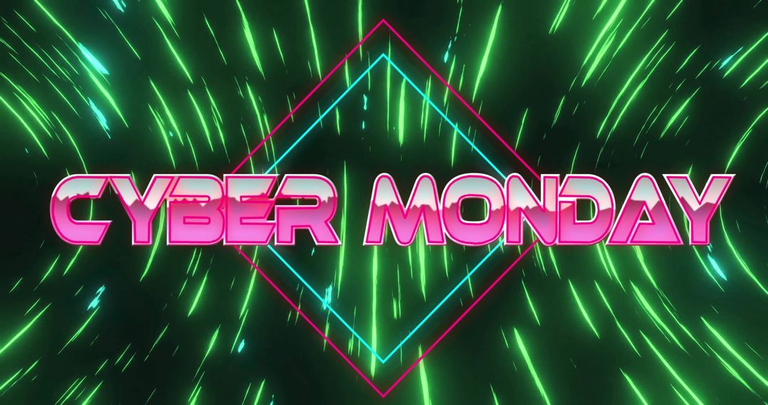 Cyber Monday Neon Digital Background with Light Trails