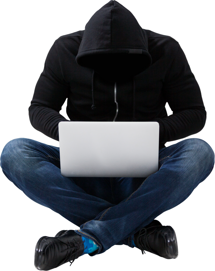 Male Hacker Sitting With Laptop Transparent Background - Download Free Stock Images Pikwizard.com