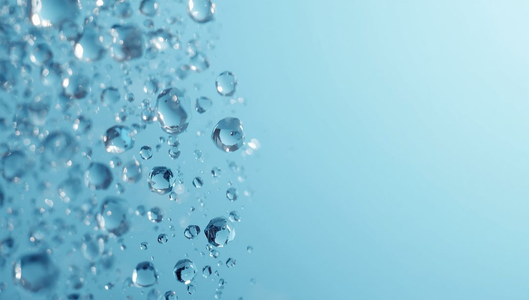 Splashing Water Droplets on Blue Gradient Background