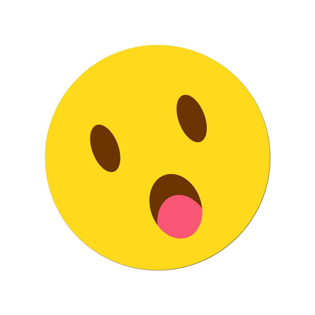 Surprised Cartoon Emoji on Transparent Background
