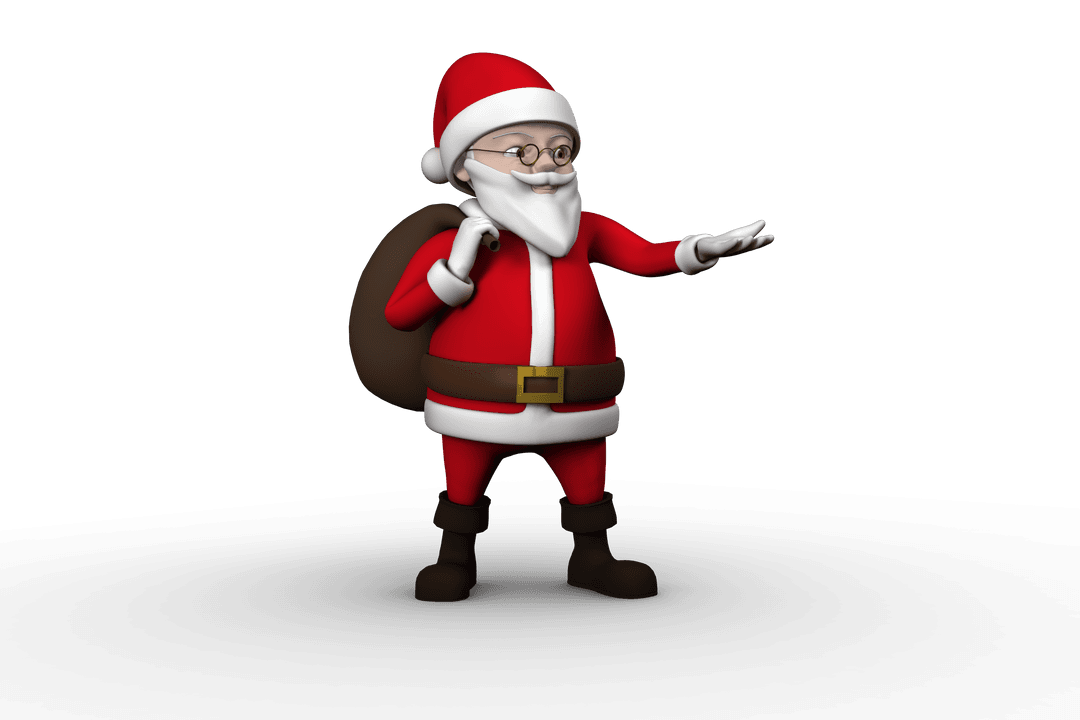 Transparent Santa Claus Illustration with Sack Gesture