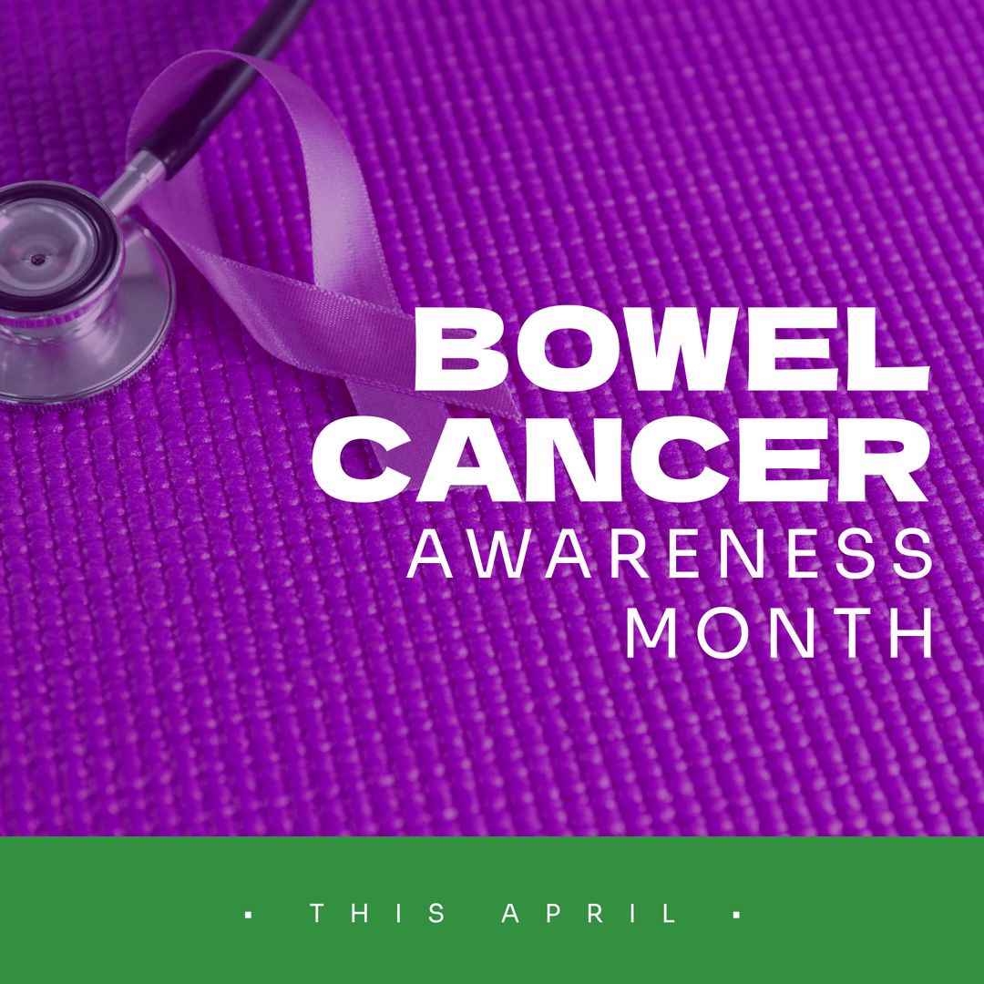 Bowel Cancer Awareness Month Concept with Stethoscope and Ribbon