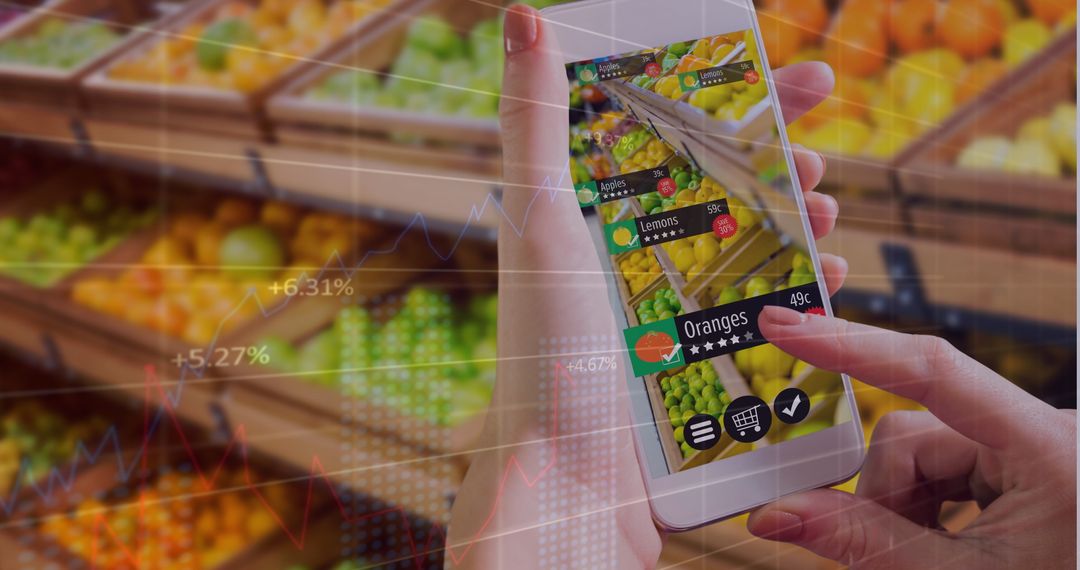 Digital Shopping Experience with Financial Overlay in Grocery Store