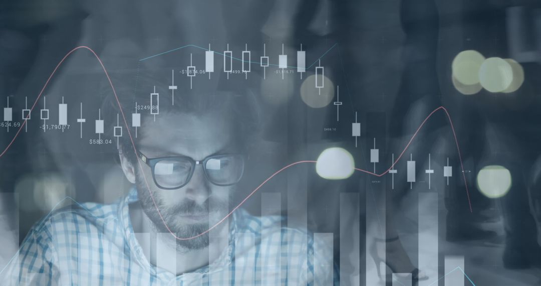Businessman Analyzing Financial Data and Stock Charts