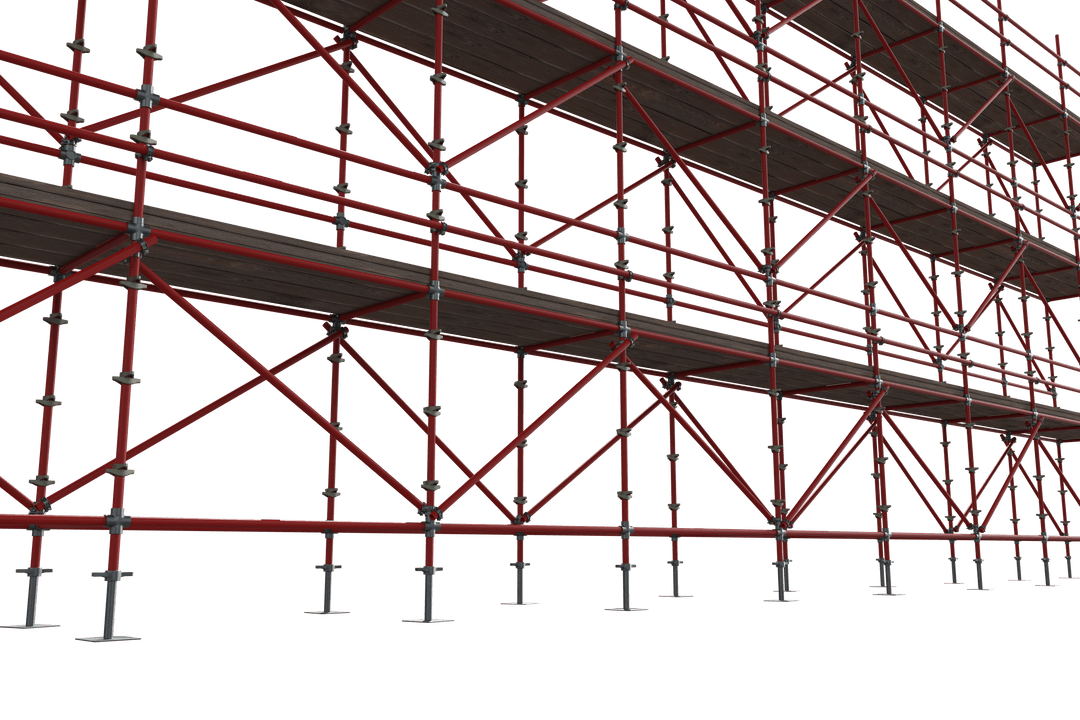 Transparent Red Metal Scaffolding Grid Structure