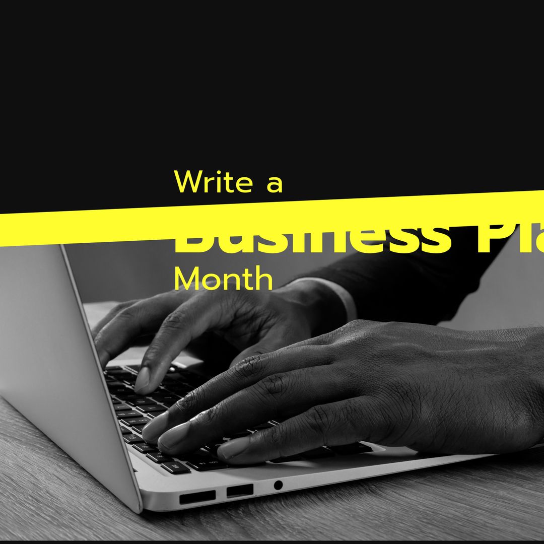 Focused Hands Typing Business Plan on Laptop