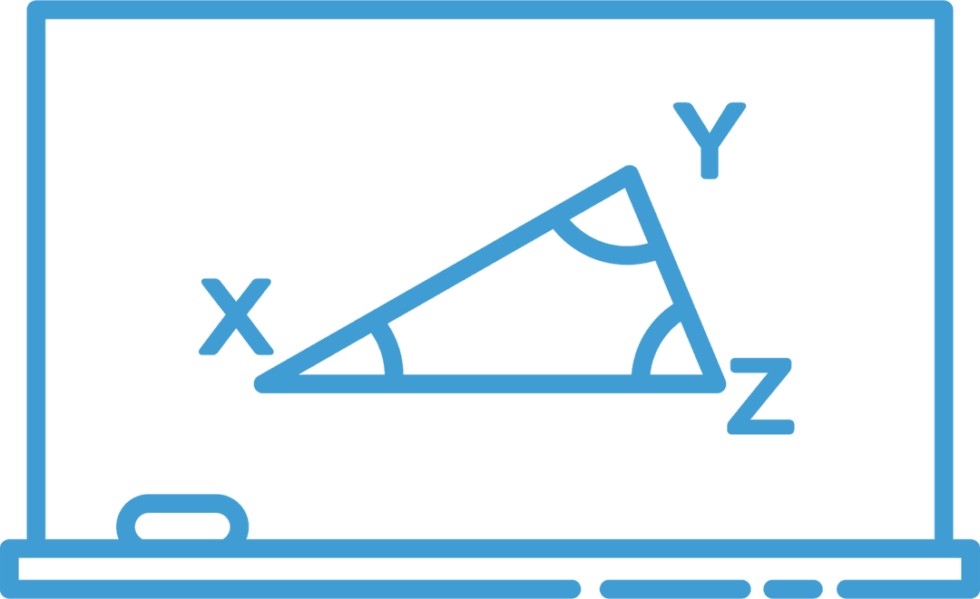 Transparent Blue Triangle Diagram on Board for Math Visualization