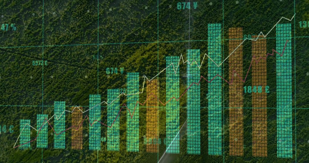 Aerial View Overlaying Data on Forest Road Overgrowth