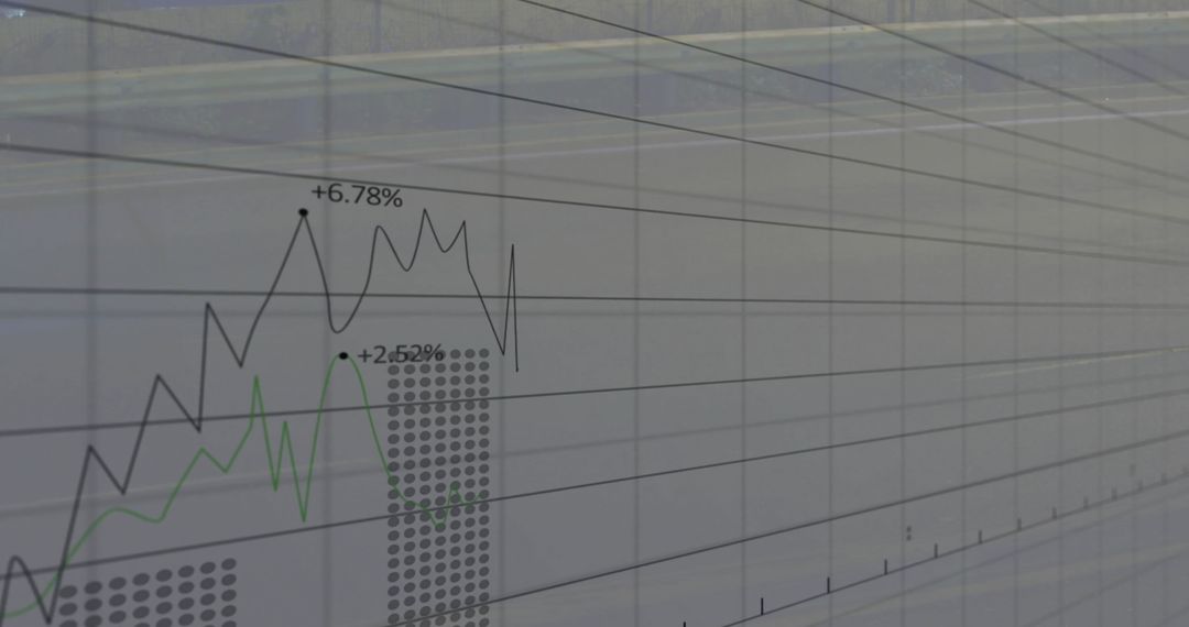 Abstract Financial Graph Overlay with Office Background
