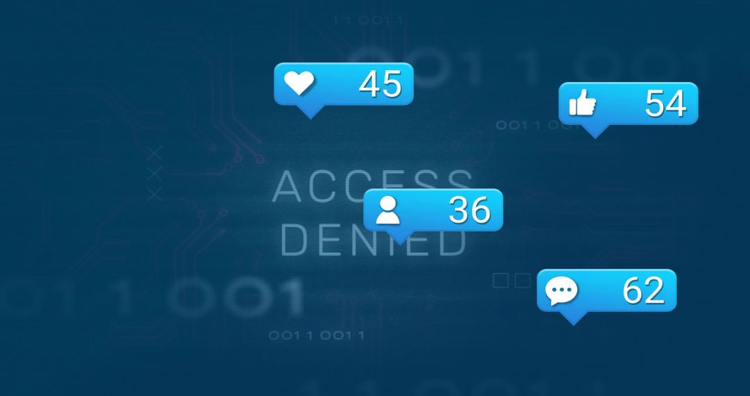 Cybersecurity Concept with Access Denied and Notification Icons