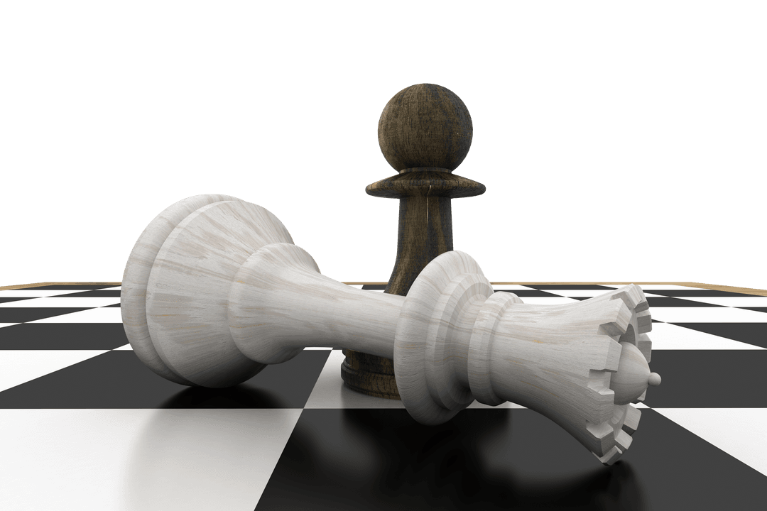 Chess Pawn Standing Over Fallen Queen Transparent Background