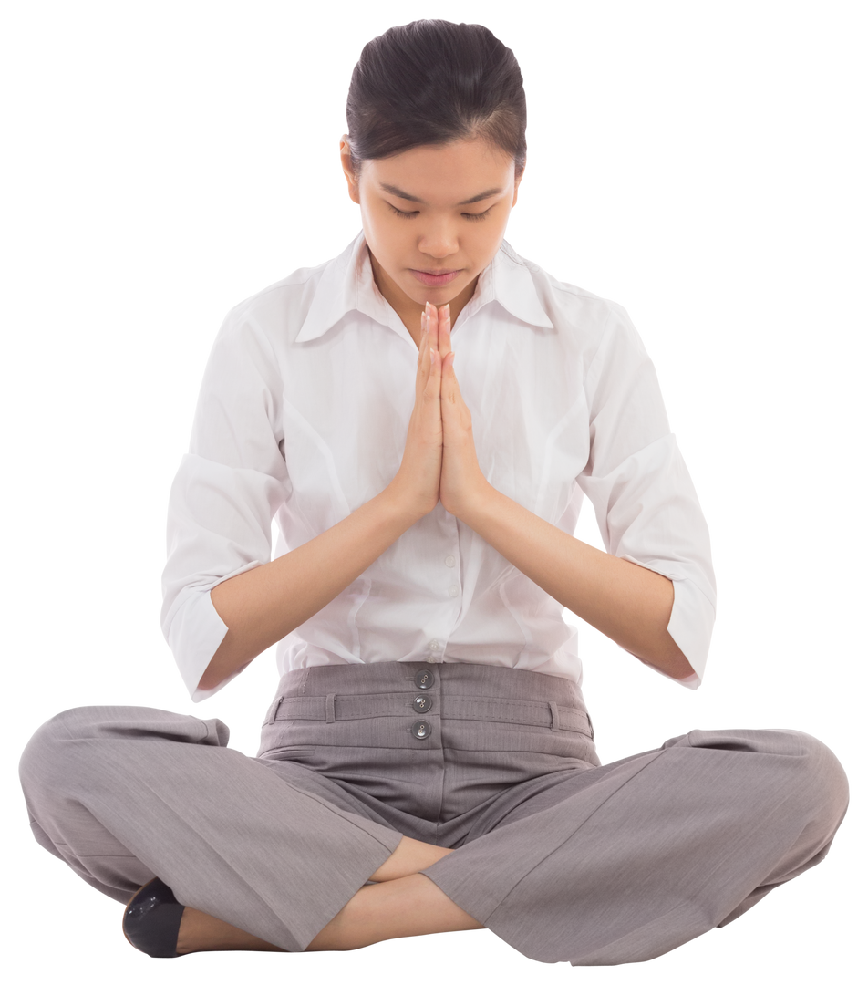 Transparent Businesswoman Sitting in Lotus Pose Meditating - Download Free Stock Images Pikwizard.com