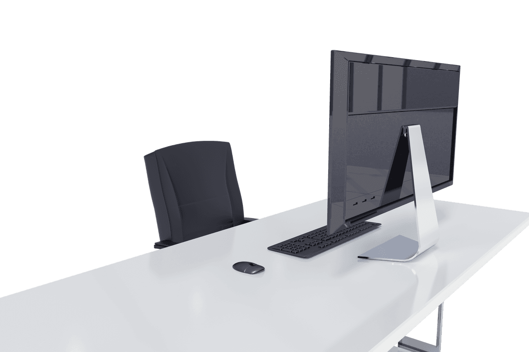 Transparent Modern Office Furniture with Computer Monitor on Desk