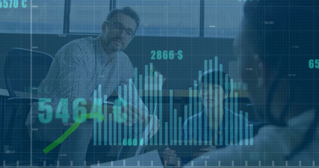 Diverse Colleagues Discussing Digital Financial Data