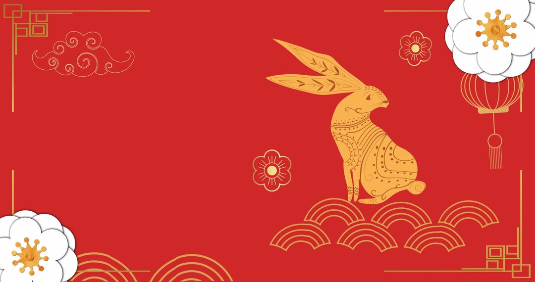 Chinese New Year Rabbit Design with Festive Patterns - Free Images, Stock Photos and Pictures on Pikwizard.com