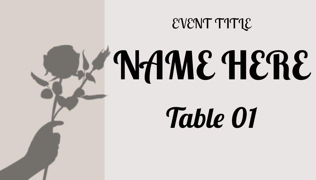 Elegant Romantic Event Place Card with Rose Silhouette