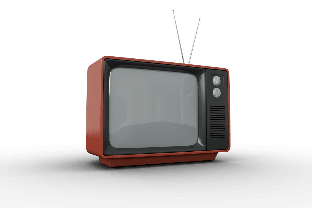 Retro Red TV Set on Transparent Background