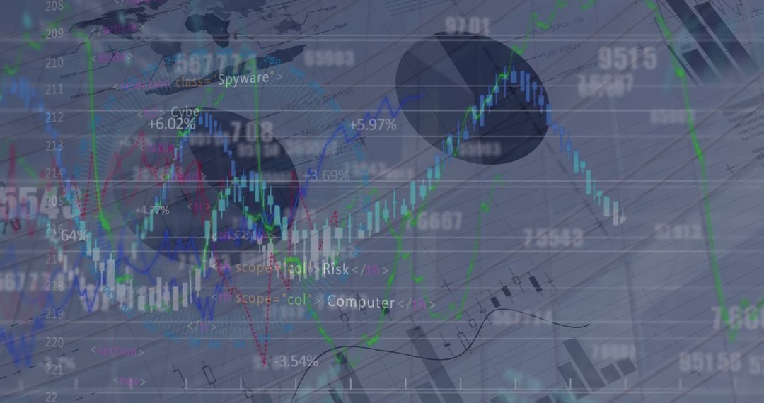 Abstract Financial Stock Market Data with Holographic Graphs and Codes - Free Images, Stock Photos and Pictures on Pikwizard.com