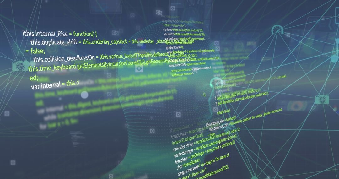 Digital Face with Code and Network Connections Illustration