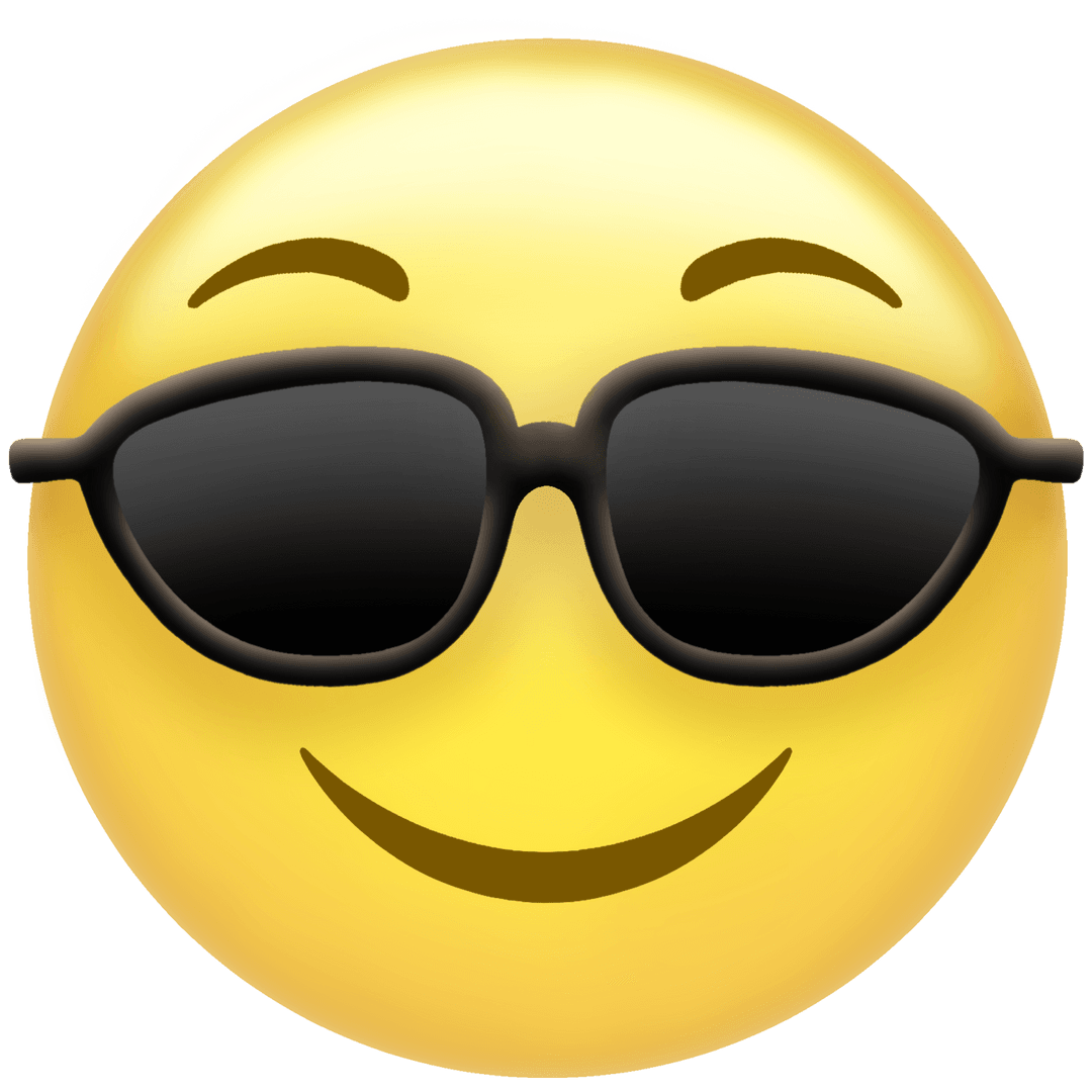 Cool Smiling Sunglasses Emoji on Transparent Background
