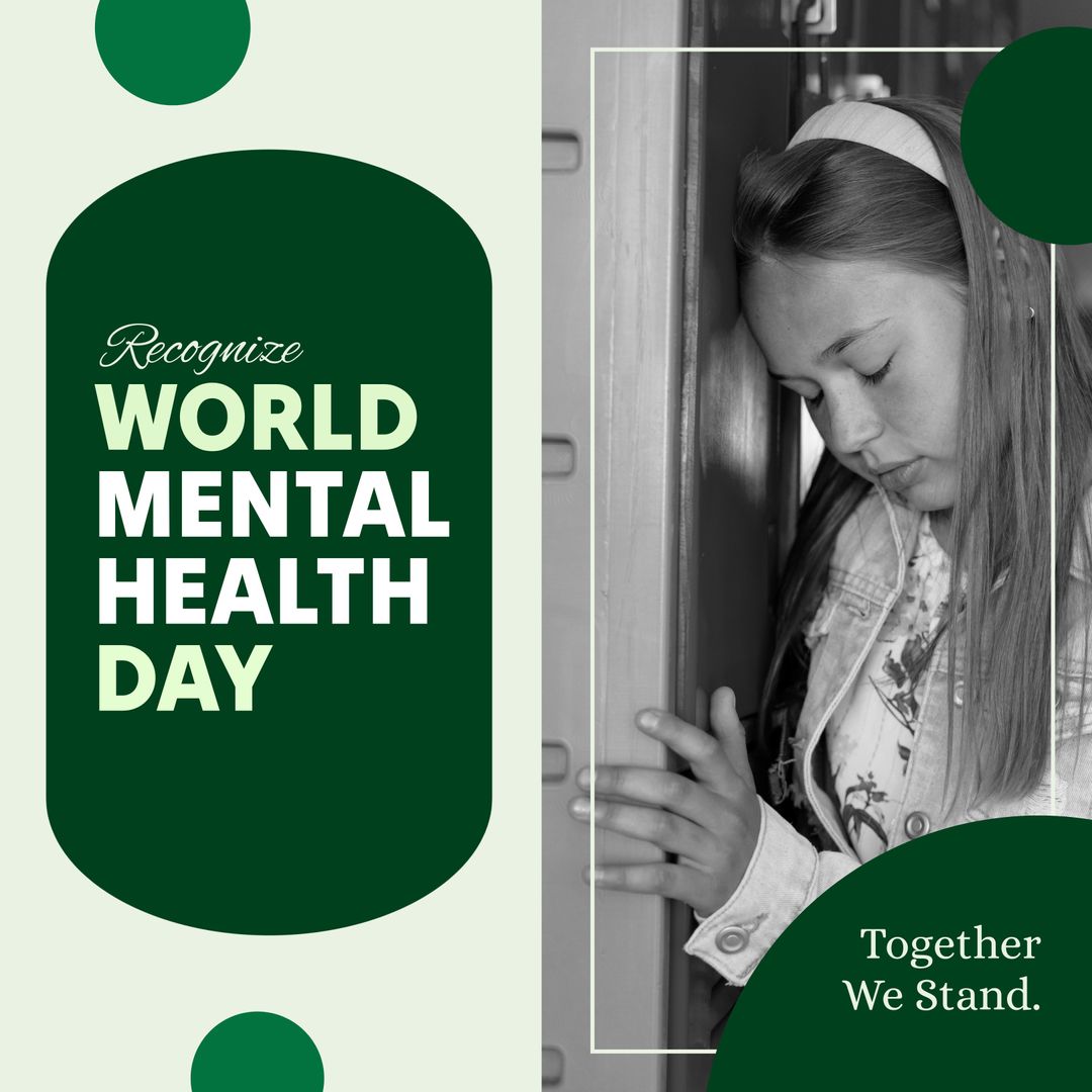 World Mental Health Day Poster with Thoughtful Girl