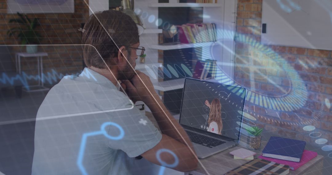 Businessman Analyzing Digital Network and Data Security Solution