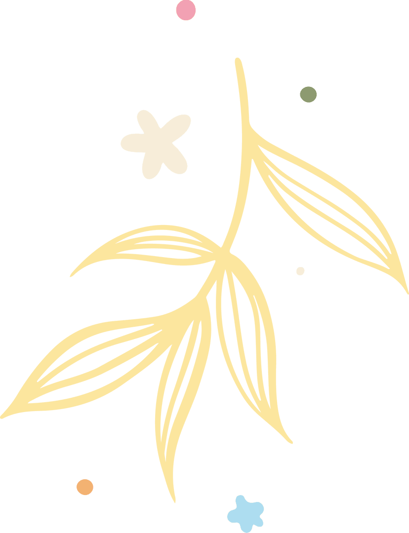 Minimalist Botanical Yellow Branch with Pastel Stars on Transparent Background