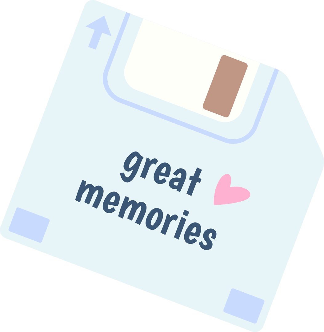Retro Floppy Disk with Great Memories On Transparent Background