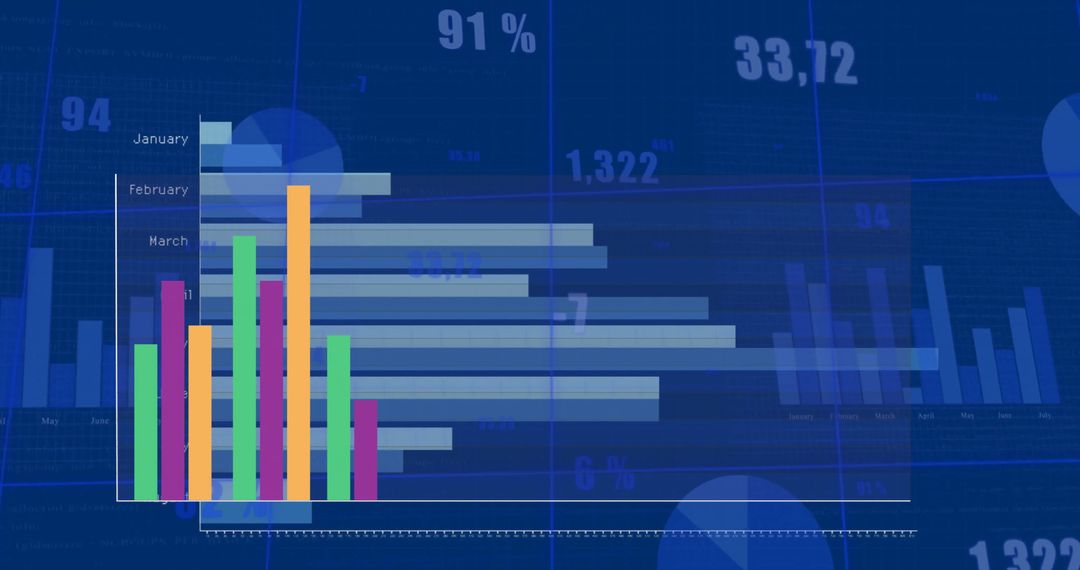 Colorful Graph on Digital Blue Background