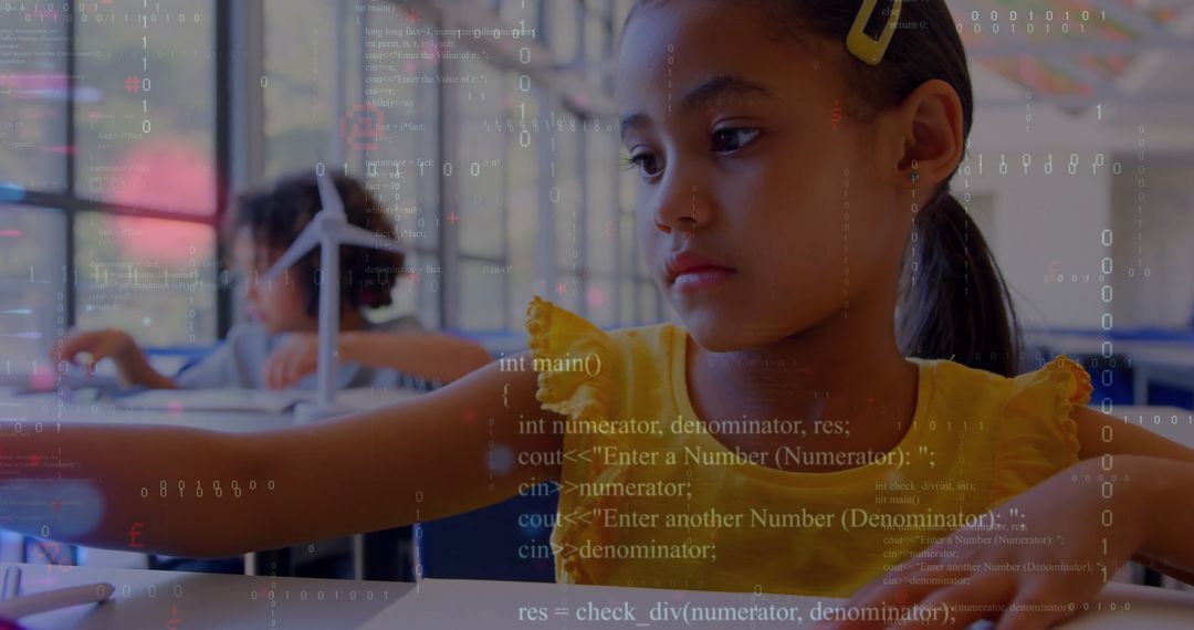 Young Student Engaging with Wind Turbine Model STEM Exploration