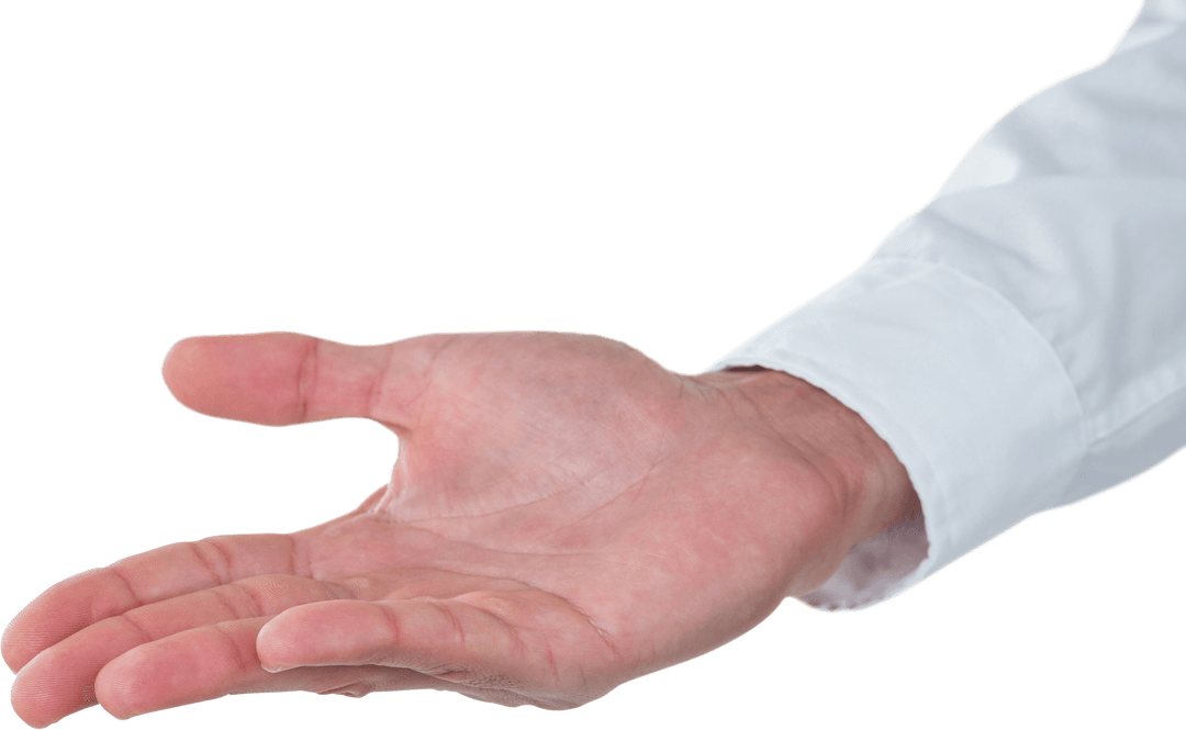 Transparent Businessman Hand Holding Gesture in White Shirt