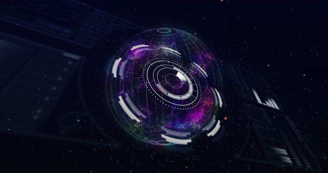 Futuristic Digital Interface with Abstract Spinning Sphere