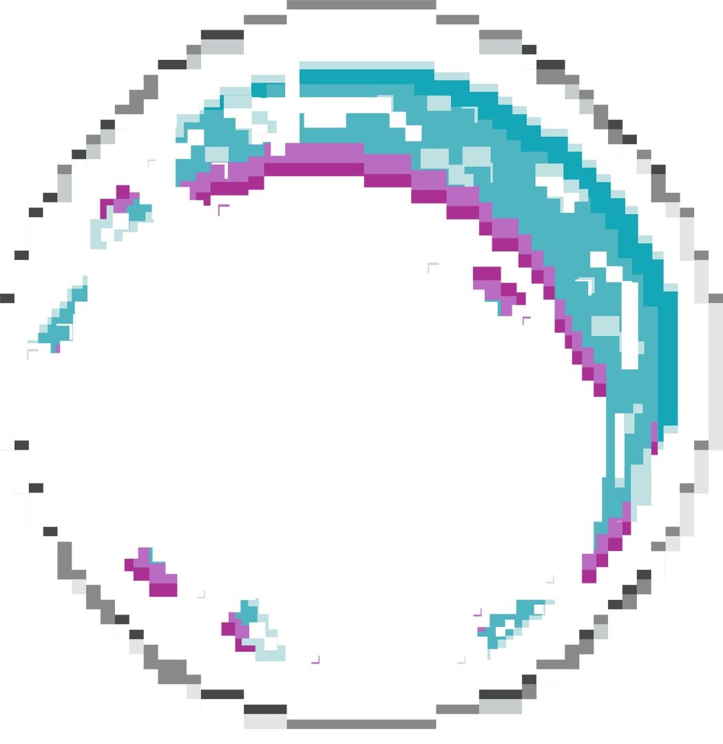 Abstract Circle with Vibrant Teal Purple Mosaic on Transparent Background