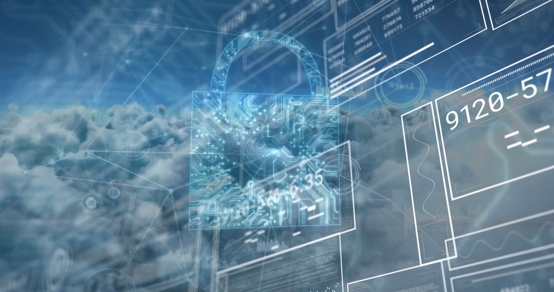 Cyber Security Concept with Padlock and Digital Cloud Technology
