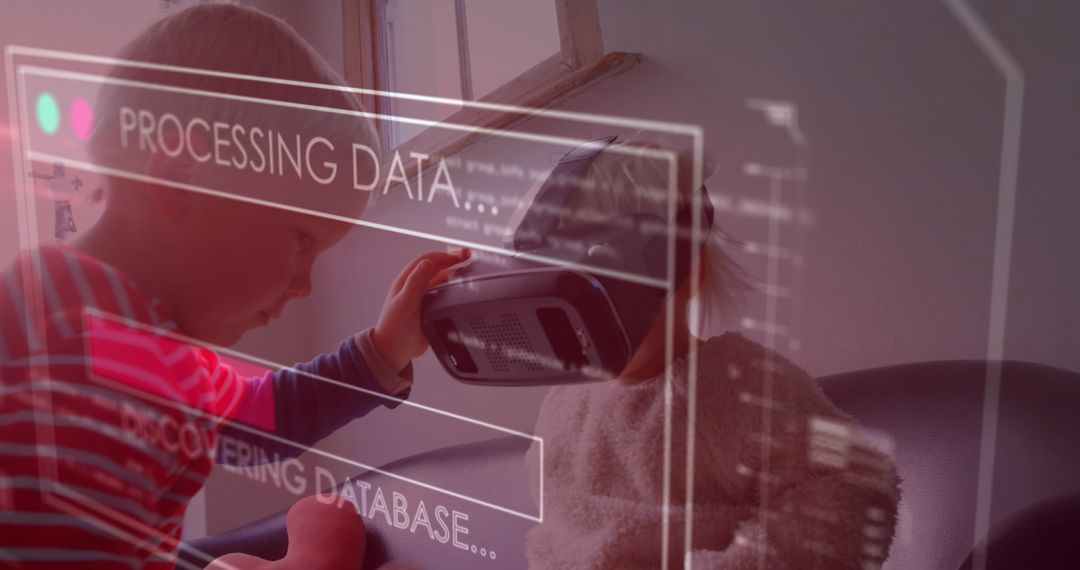 Children Engaged with VR Technology and Data Interface