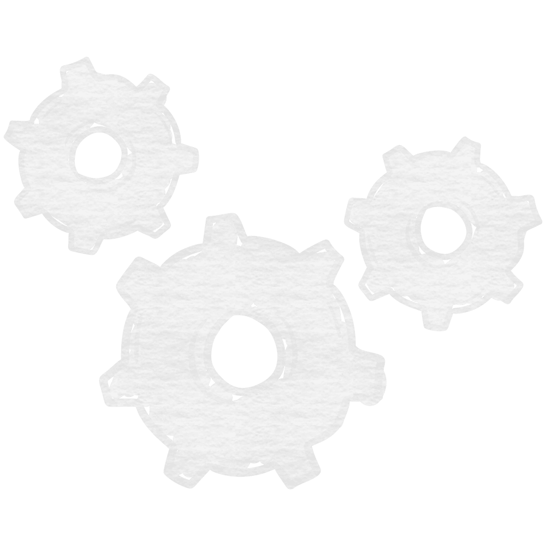 White Transparent Gear Cogwheels on Clear Background