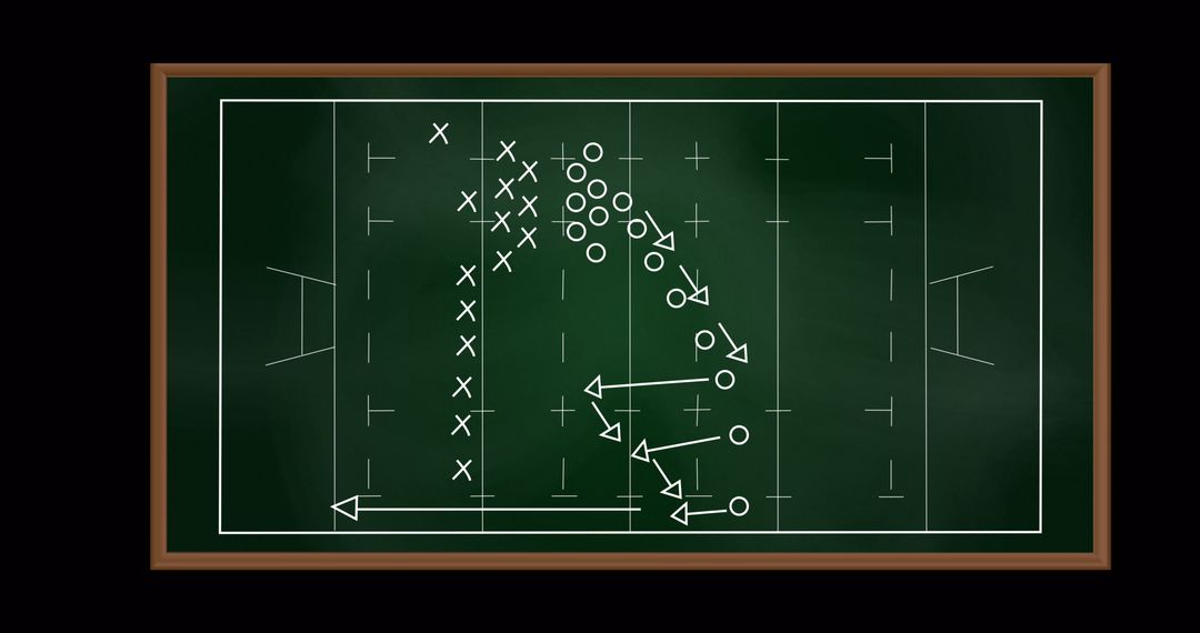 Football Strategy Play Diagram on Green Chalkboard - Free Images, Stock Photos and Pictures on Pikwizard.com