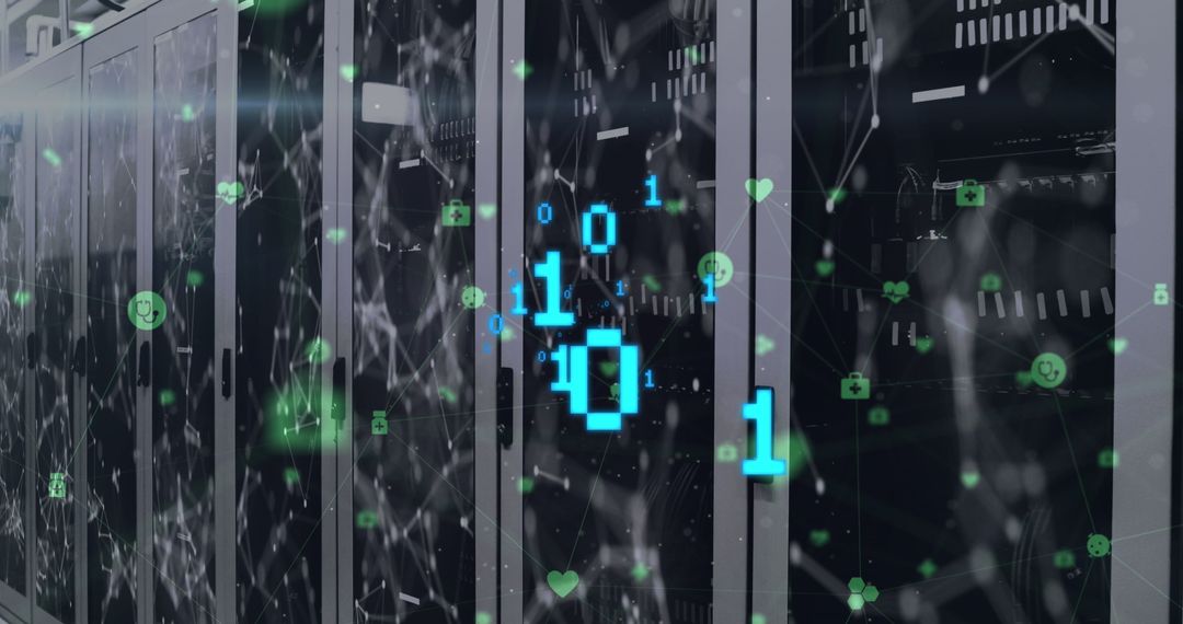Binary Code Overlay on Digital Server Network