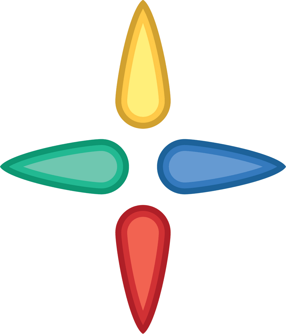 Vibrant Four-Color Droplets on Transparent Background Illustration