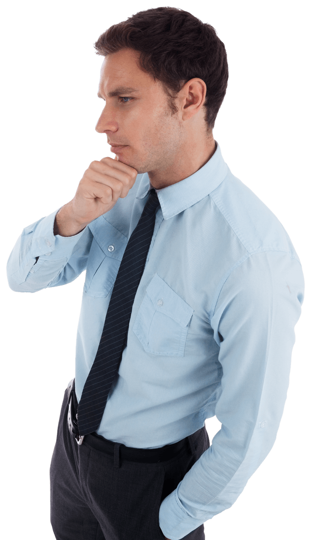 Transparent Background Businessman Thinking Gesture