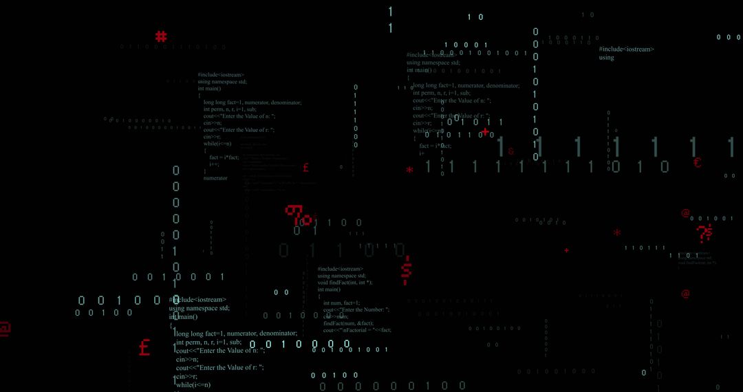 Binary Code and Digital Processing on Black Background