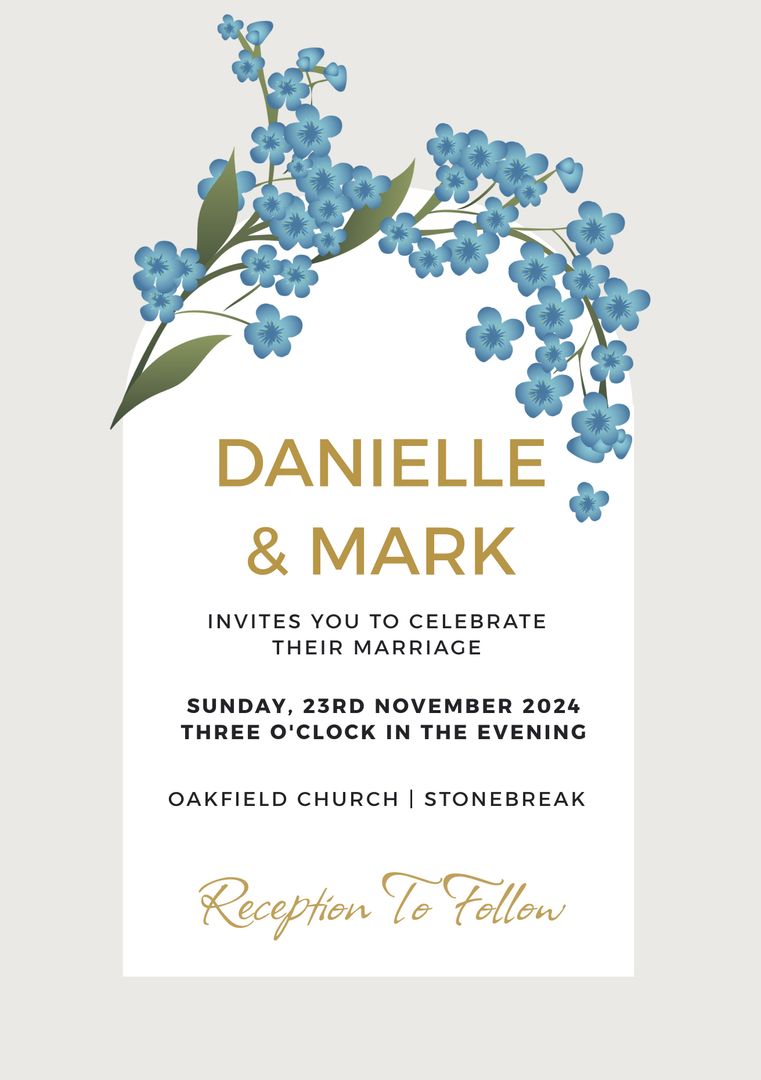 Elegant Wedding Invitation with Blue Floral Design - Download Free Stock Templates Pikwizard.com