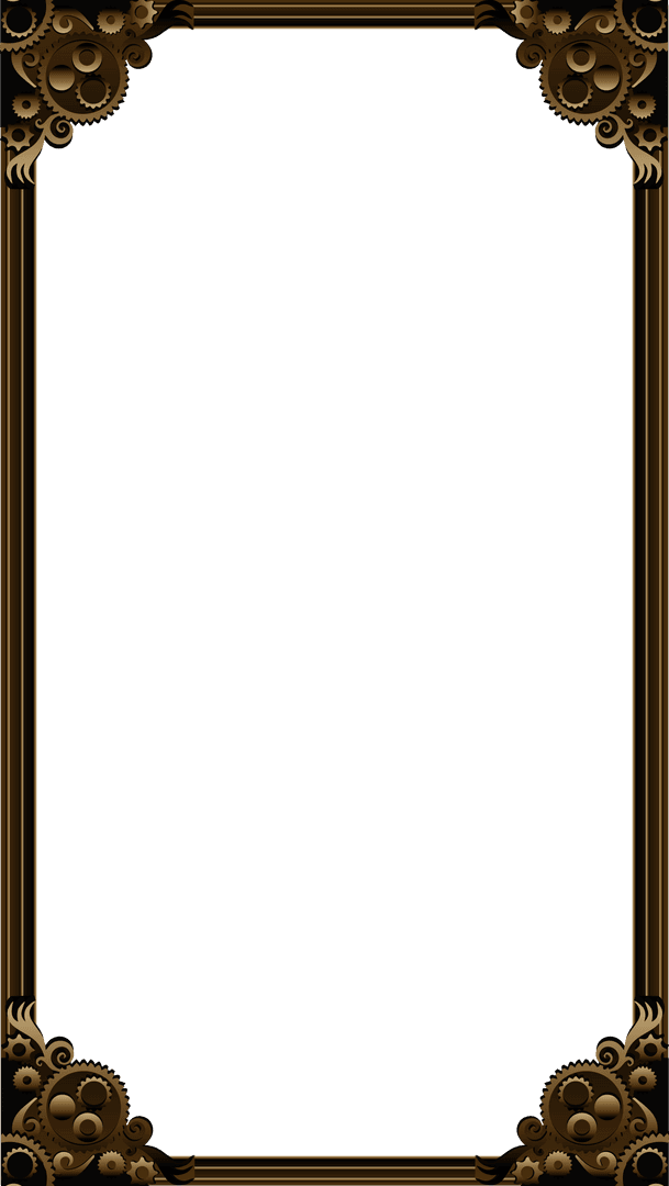 Steampunk Brass Geared Border on Transparent Background