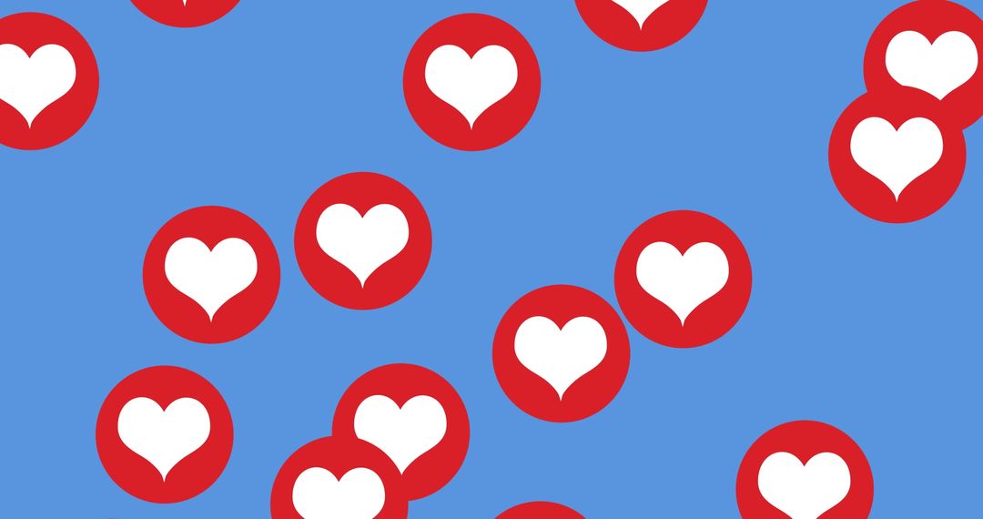 Floating Red Hearts on Blue Backdrop for Social Media