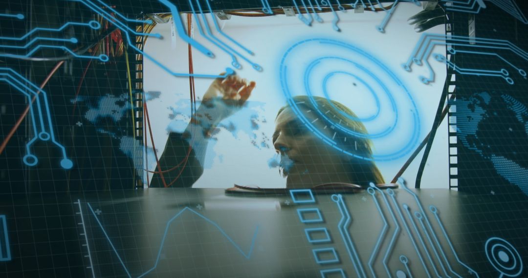 Futuristic Digital Interface with Overlapping Technology and Brain Scan