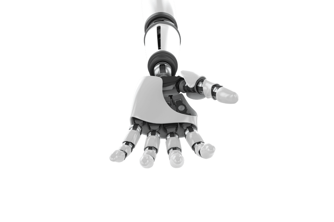 Futuristic Transparent Robotic Hand Reaching Forward